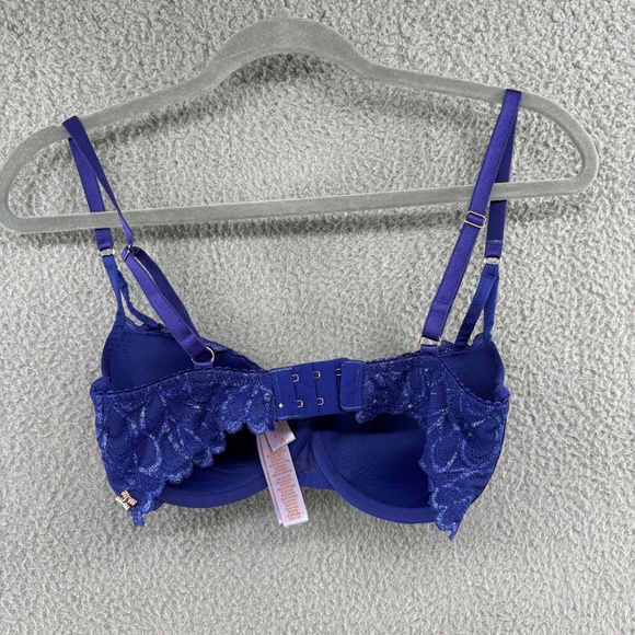 Savage X Fenty Savage Not Sorry Lightly Lined Lace Balconette Bra Blue Size 32D - Picture 3 of 9